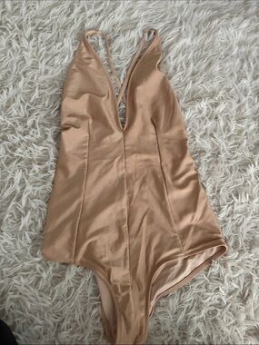 Sleek goldfish Nude Satin One-Piece Swimsuit